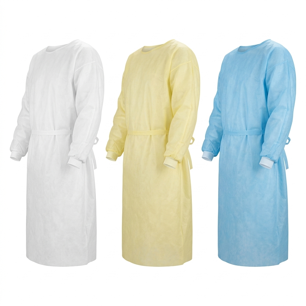 Medical Isolation Gown White, Blue, Yellow